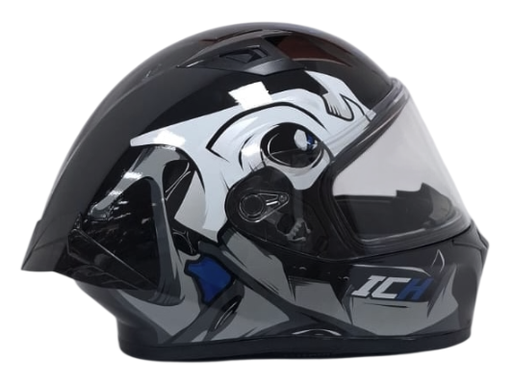 CASCO INTEGRAL ICH 503 FOSSEVIL NEGRO BLANCO AZUL BRILLO VISOR TRANSPARENTE