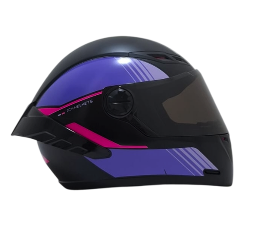 CASCO INTEGRAL ICH 501SP SLASA NEGRO FUCSIA MORADO VISOR NEGRO