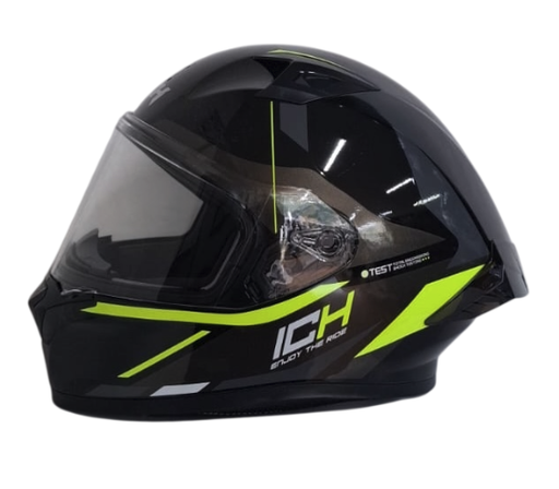 CASCO INTEGRAL ICH 503 TRENT NEGRO AMARILLO BRILLO VISOR TRANSPARENTE