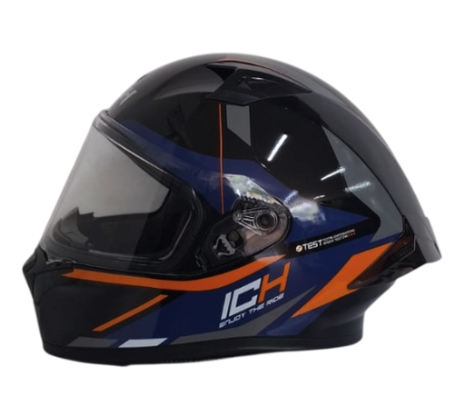 CASCO INTEGRAL ICH 503 TRENT NEGRO NARANJA BRILLO VISOR TRANSPARENTE