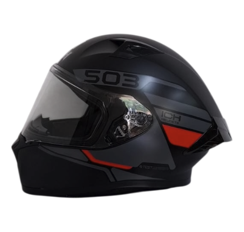 CASCO INTEGRAL ICH 503 BUNCH NEGRO GRIS OSCURO ROJO VISOR TRANSPARENTE