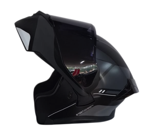 CASCO ABATIBLE ICH 3120 DOBLE VISOR PICO NEGRO GRIS OSCURO MATE VISOR NEGRO