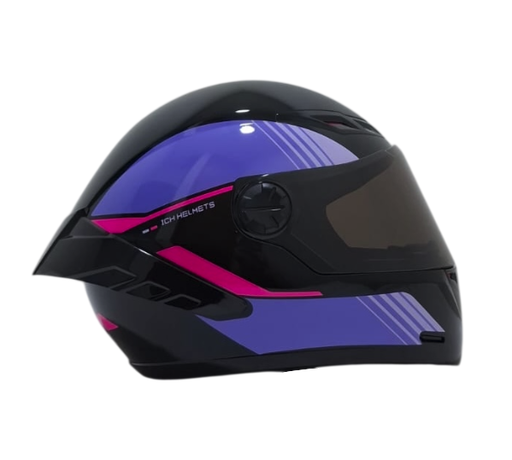 CASCO INTEGRAL ICH 501SP SLASA NEGRO FUCSIA MORADO CLARO BRILLO VISOR NEGRO