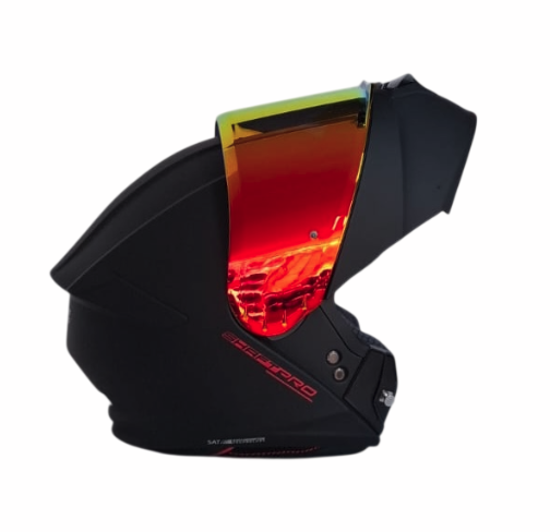 CASCO ABATIBLE SHAFT PRO 4000 EVO DOBLE VISOR SOLID NEGRO ROJO MATE