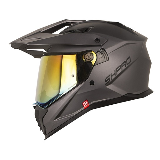 CASCO MULTIPROPOSITO SHAFT PRO MX400 DOBLE VISOR SOLID GRIS OSCURO NEGRO MATE