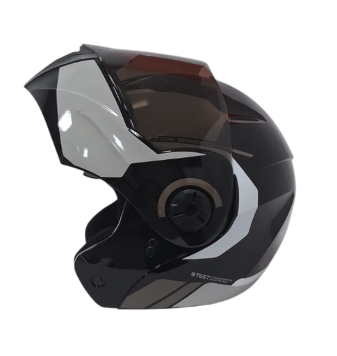 CASCO ABATIBLE ICH 3110 DOBLE VISOR KHAM NEGRO GRIS CLARO GRIS OSCURO BRILLO VISOR NEGRO