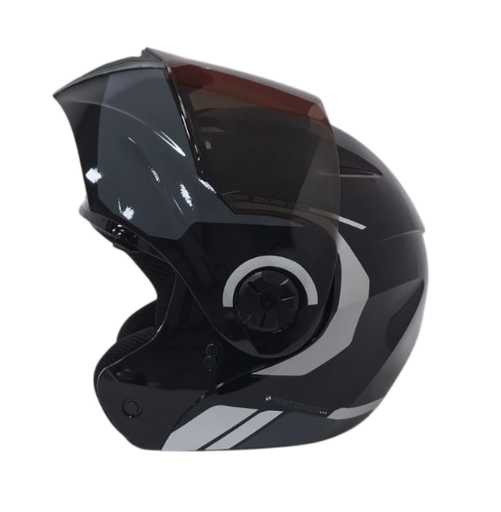 CASCO ABATIBLE ICH 3110 DOBLE VISOR KHAM NEGRO GRIS OSCURO SILVER BRILLO VISOR NEGRO