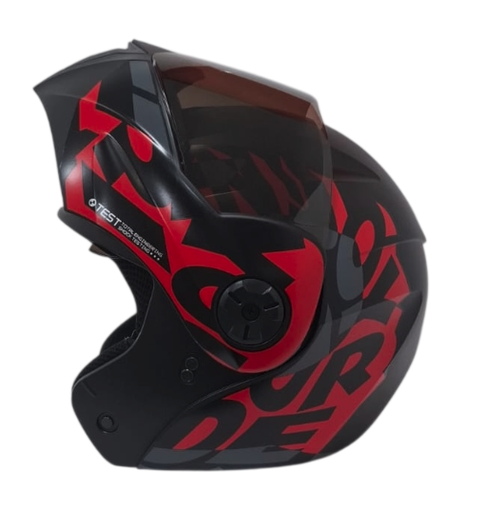 CASCO ABATIBLE ICH 3110 DOBLE VISOR FREAK NEGRO ROJO GRIS OSCURO MATE VISOR NEGRO