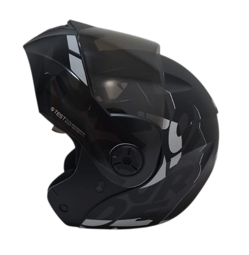 CASCO ABATIBLE ICH 3110 DOBLE VISOR FREAK NEGRO GRIS OSCURO GRIS MATE VISOR NEGRO