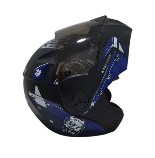 CASCO ABATIBLE ICH 3110 DOBLE VISOR JDM NEGRO AZUL MATE VISOR NEGRO