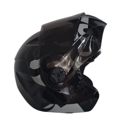 CASCO ABATIBLE ICH 3110 DOBLE VISOR FREAK NEGRO GRIS OSCURO GRIS BRILLO VISOR NEGRO