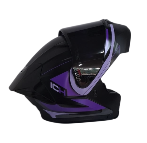 CASCO ABATIBLE ICH 3130 DOBLE VISOR SWET NEGRO MORADO MATE VISOR NEGRO