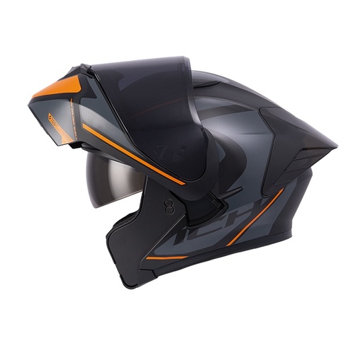 CASCO ABATIBLE ICH 3130 DOBLE VISOR COMPLEX NEGRO NARANJA MATE VISOR NEGRO