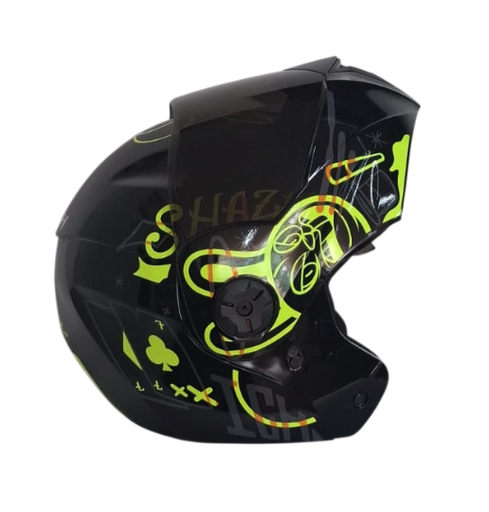 CASCO ABATIBLE ICH 3110 DOBLE VISOR MAGIC NEGRO AMARILLO BRILLO VISOR NEGRO