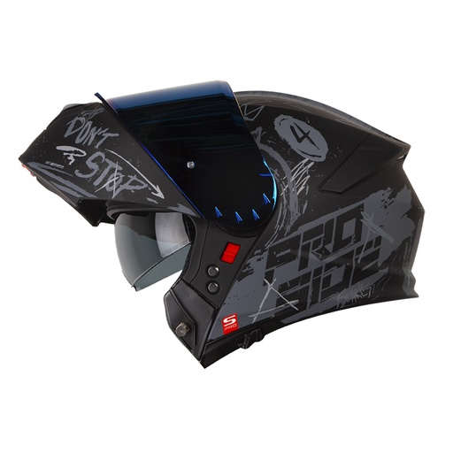 CASCO ABATIBLE SHAFT PRO 4000 EVO DOBLE VISOR HUSTLE NEGRO GRIS OSCURO MATE